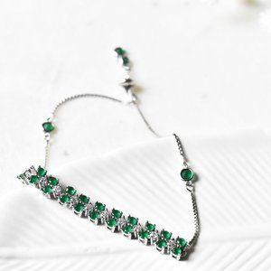 Ariana Hydro Emerald CZ Stones 925 Silver Bracelet